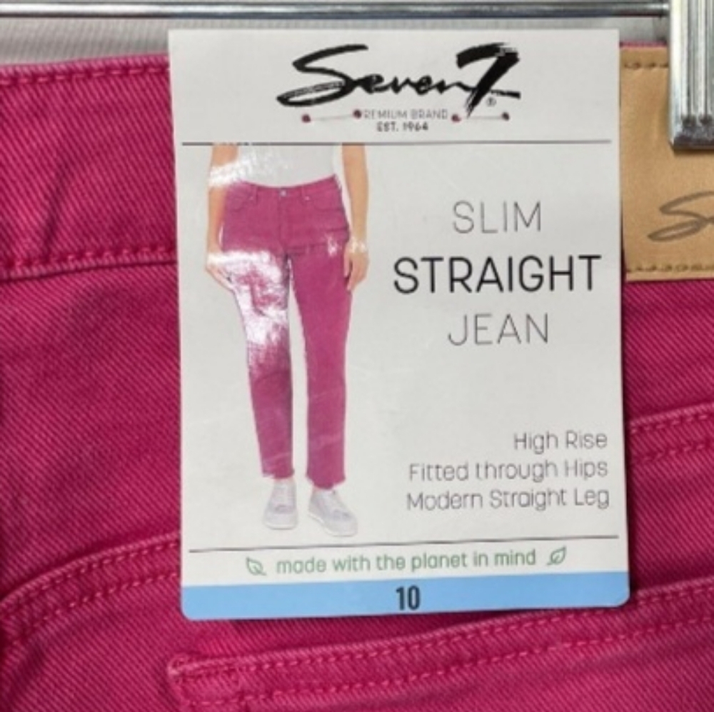 Seven7 Brand sz 10 34 x 28 Pink Slim Straight High Waist Wmns Jeans